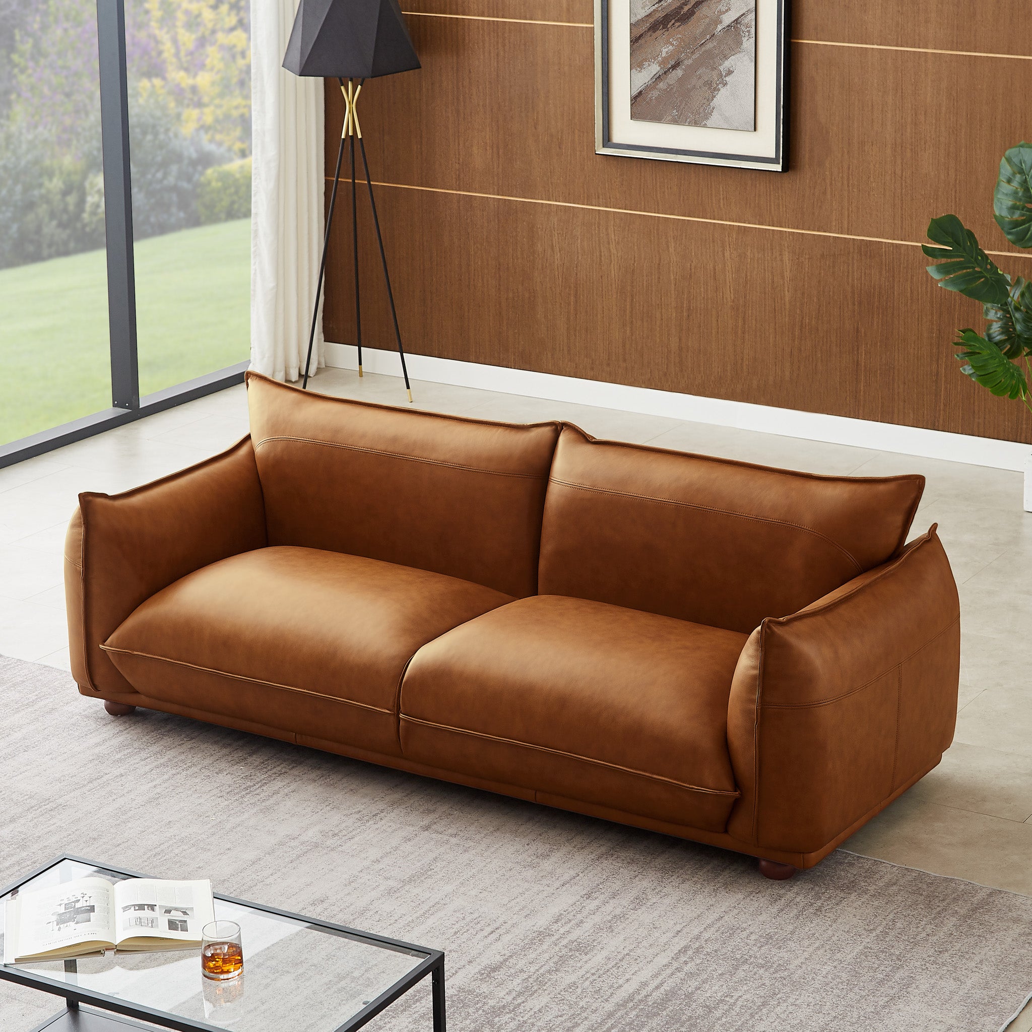 Mansfield Cognac Leather Sofa - MidinMod