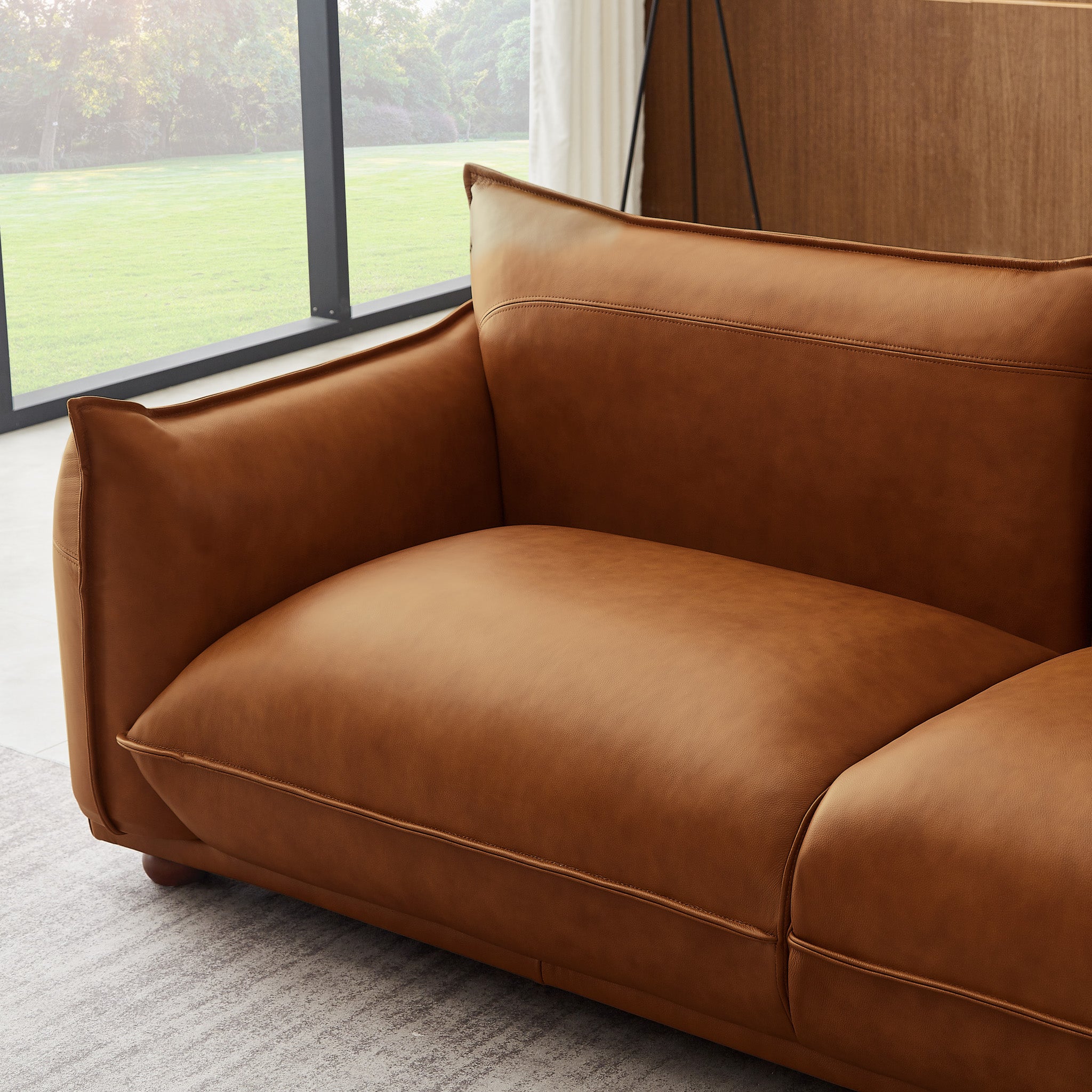 Mansfield Cognac Leather Sofa - MidinMod