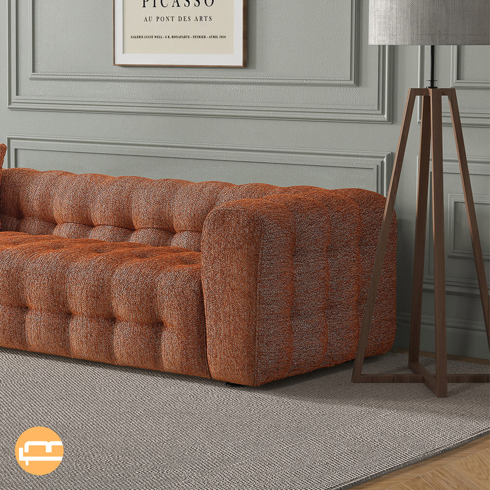 Marceille Modern Boucle Sofa in Burnt Orange