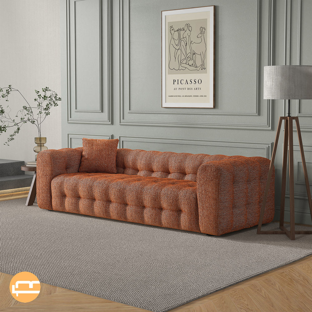 Marceille Modern Boucle Sofa in Burnt Orange