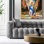 Marceille Sofa Luxury Modern Chesterfield Boucle in Light Gray - MidinMod Houston Tx Mid Century Furniture Store - Sofas 5