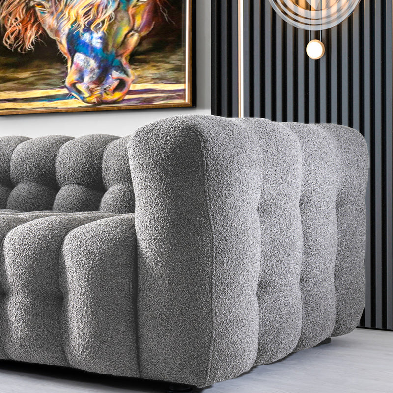 Marceille Sofa Luxury Modern Chesterfield Boucle in Light Gray - MidinMod Houston Tx Mid Century Furniture Store - Sofas 7