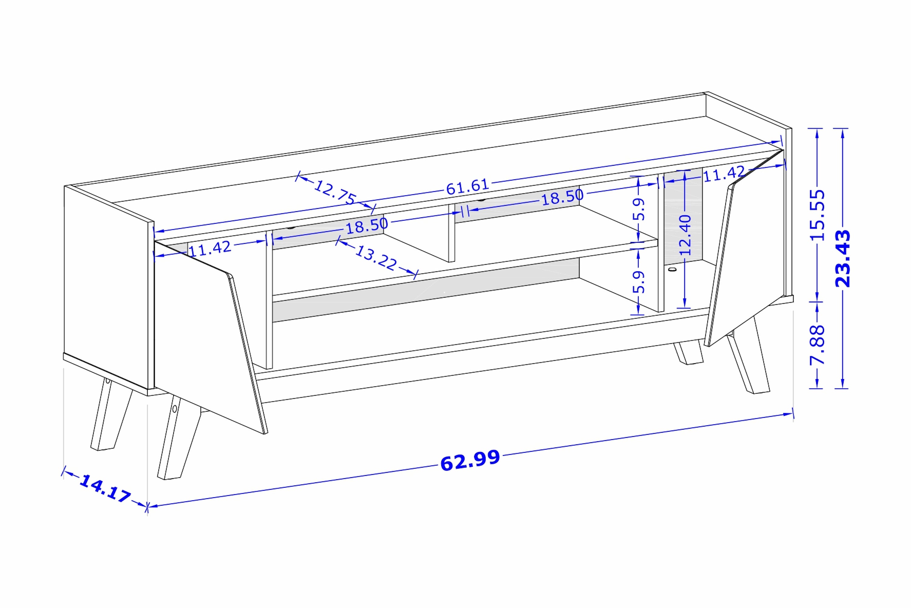Marcus 63" TV Stand in White | Modern Media Center & Entertainment Console | MidinMod