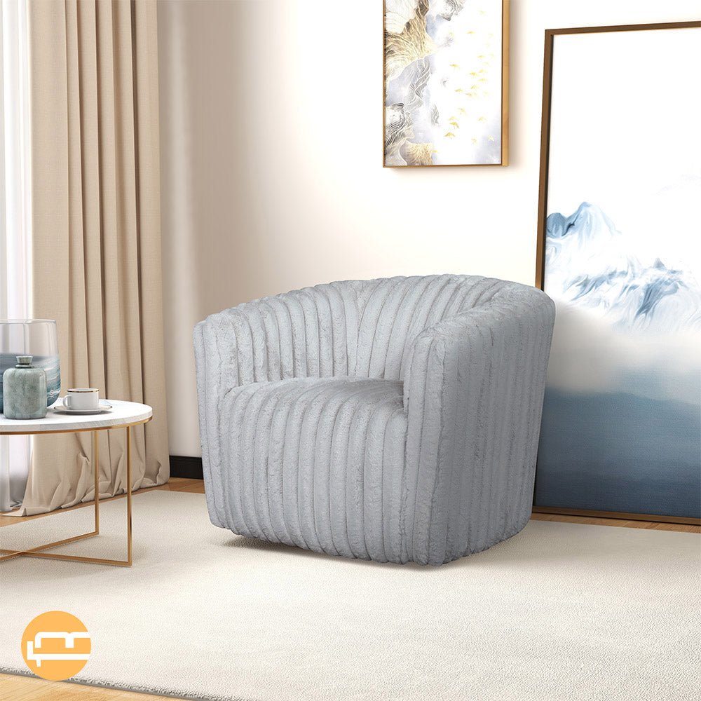 Mayfield Light Gray Soft Plush Fabric Swivel Chair - MidinMod