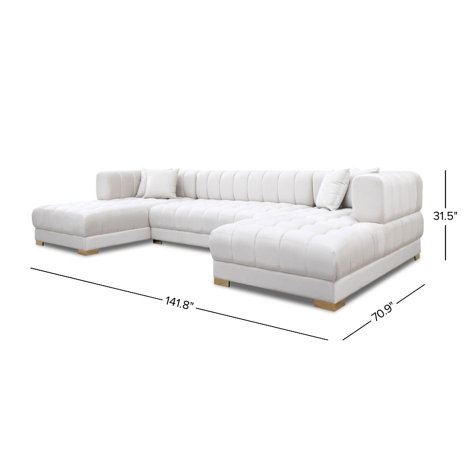 Mayford Ivory Velvet U-Shape Corner Sofa