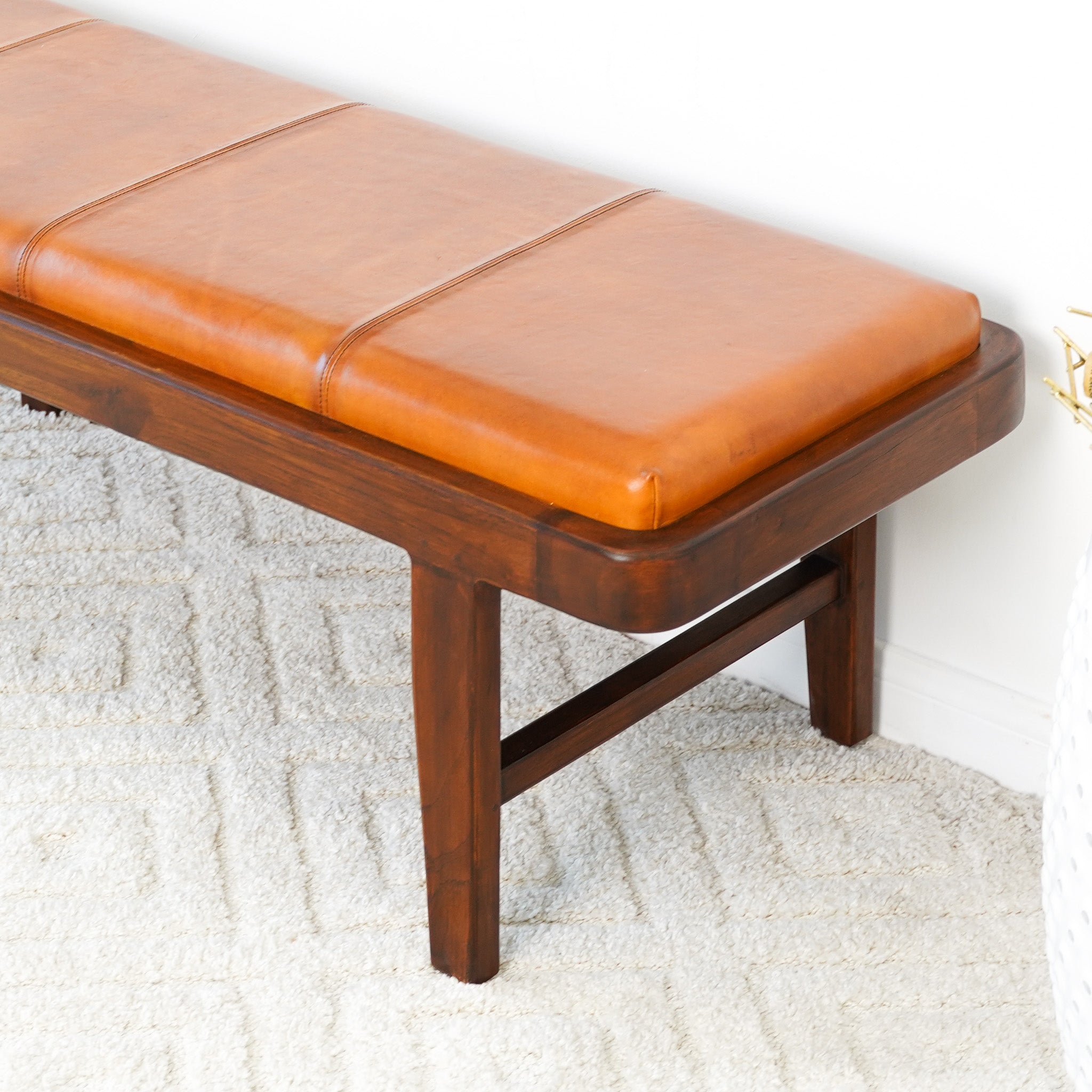 Maywood Tan Leather Bench - MidinMod