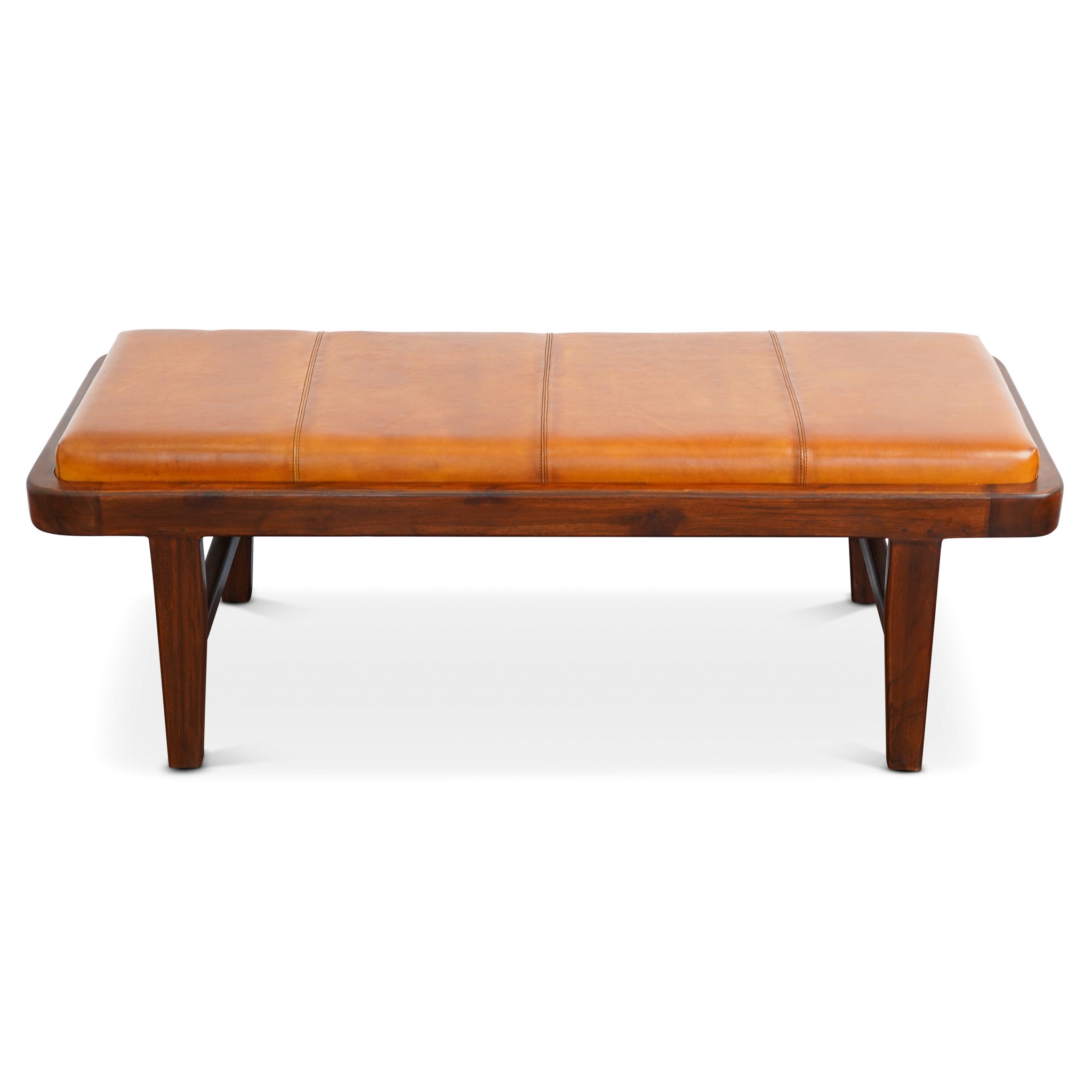 Maywood Tan Leather Bench - MidinMod