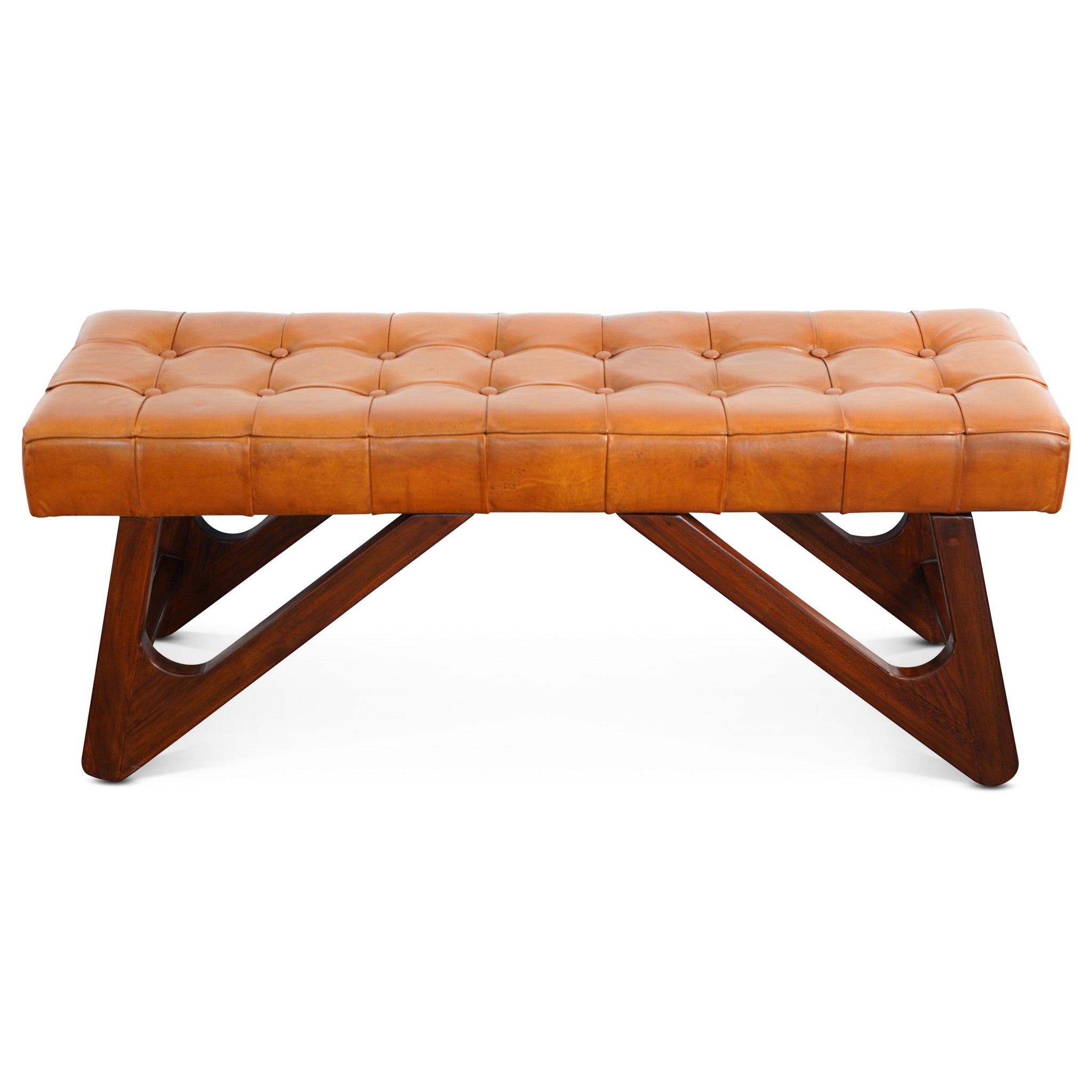 Melrose Tan Leather Bench