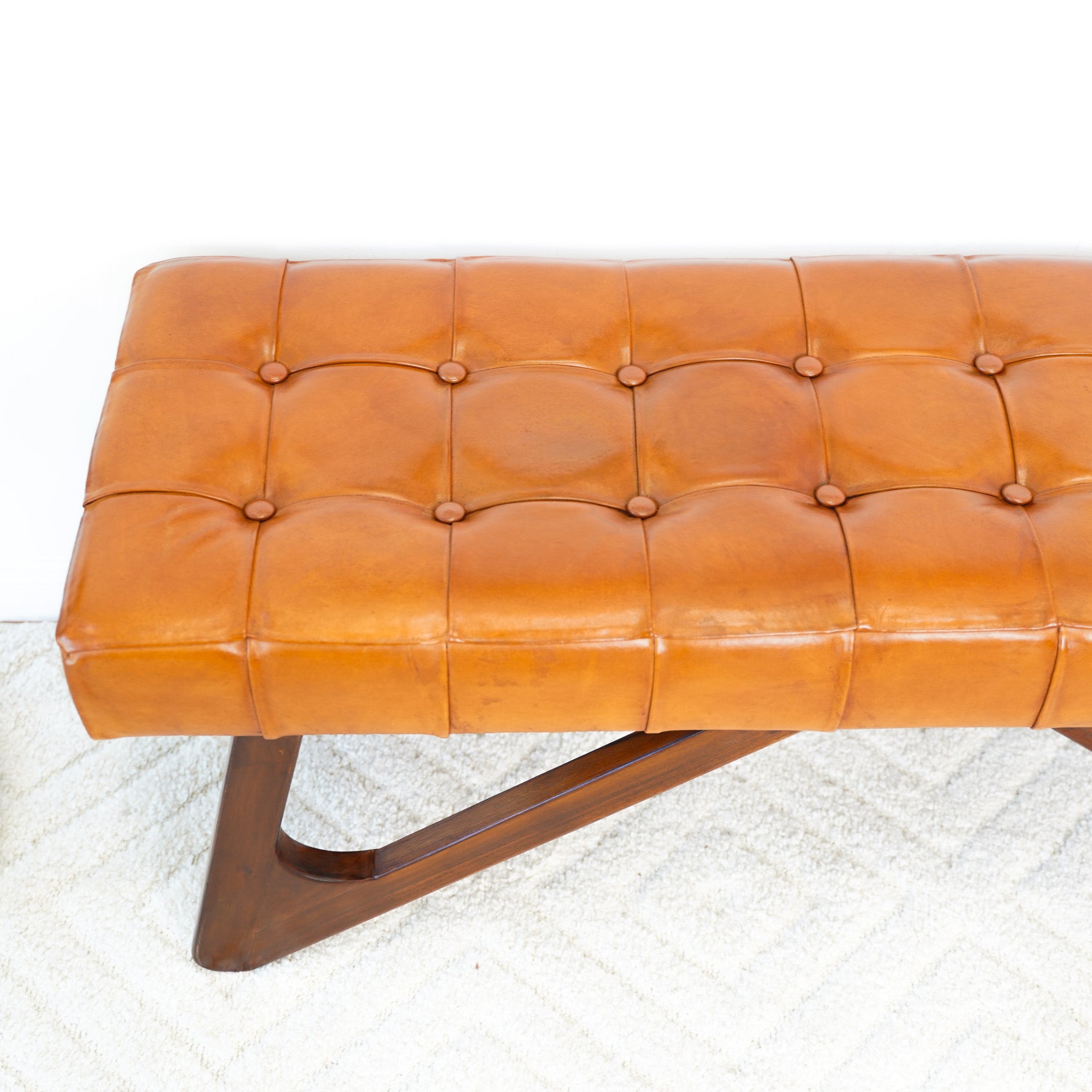 Melrose Tan Leather Bench - MidinMod