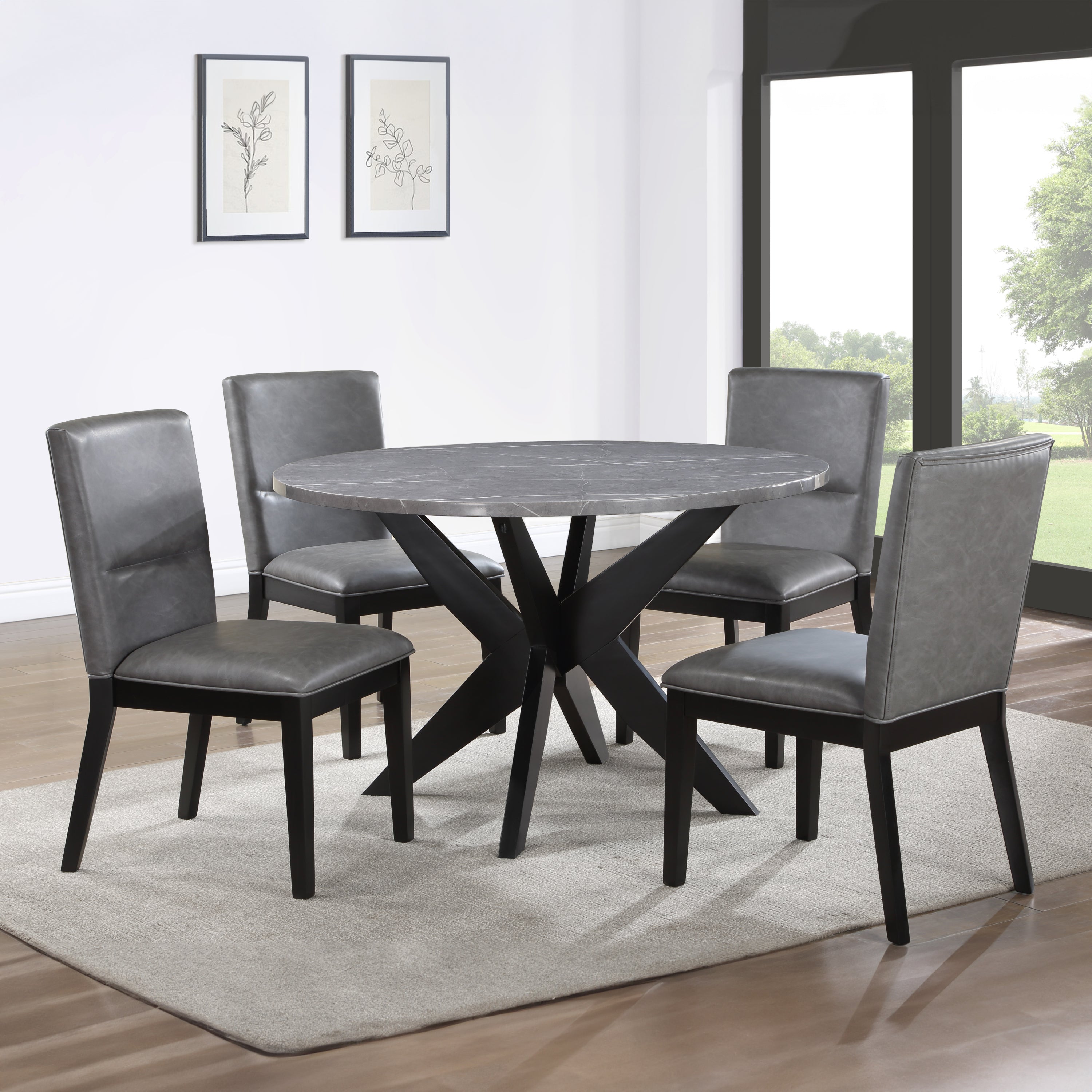 Amy Gray Upholstered Wood Side Chair with Padded Seat and Back - MidinMod