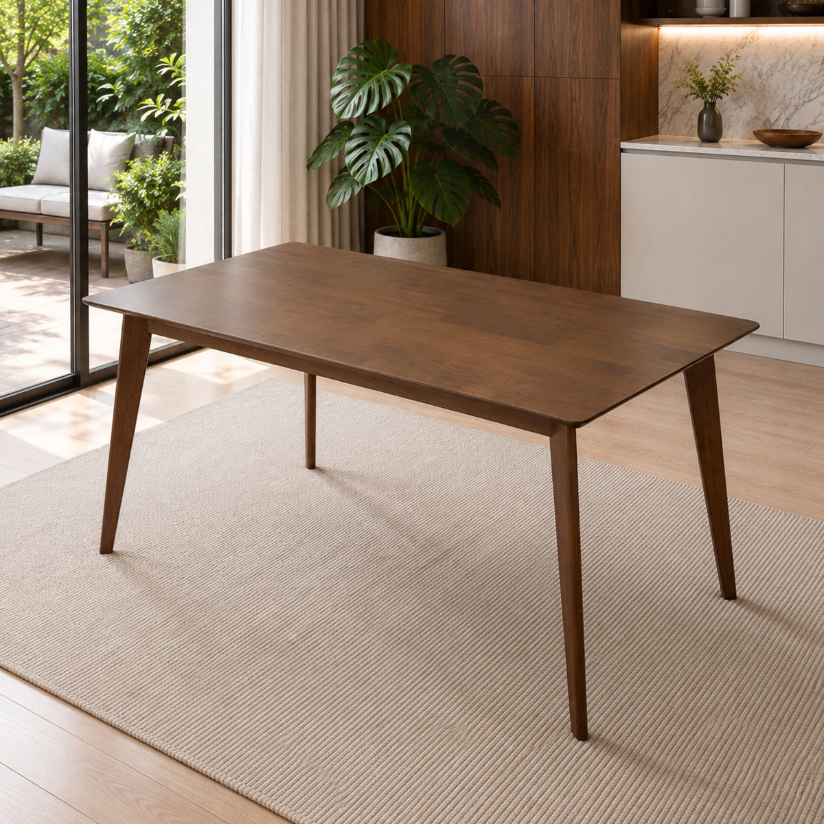 Abbot Rectangular Wood Dining Table in Walnut | MidinMod