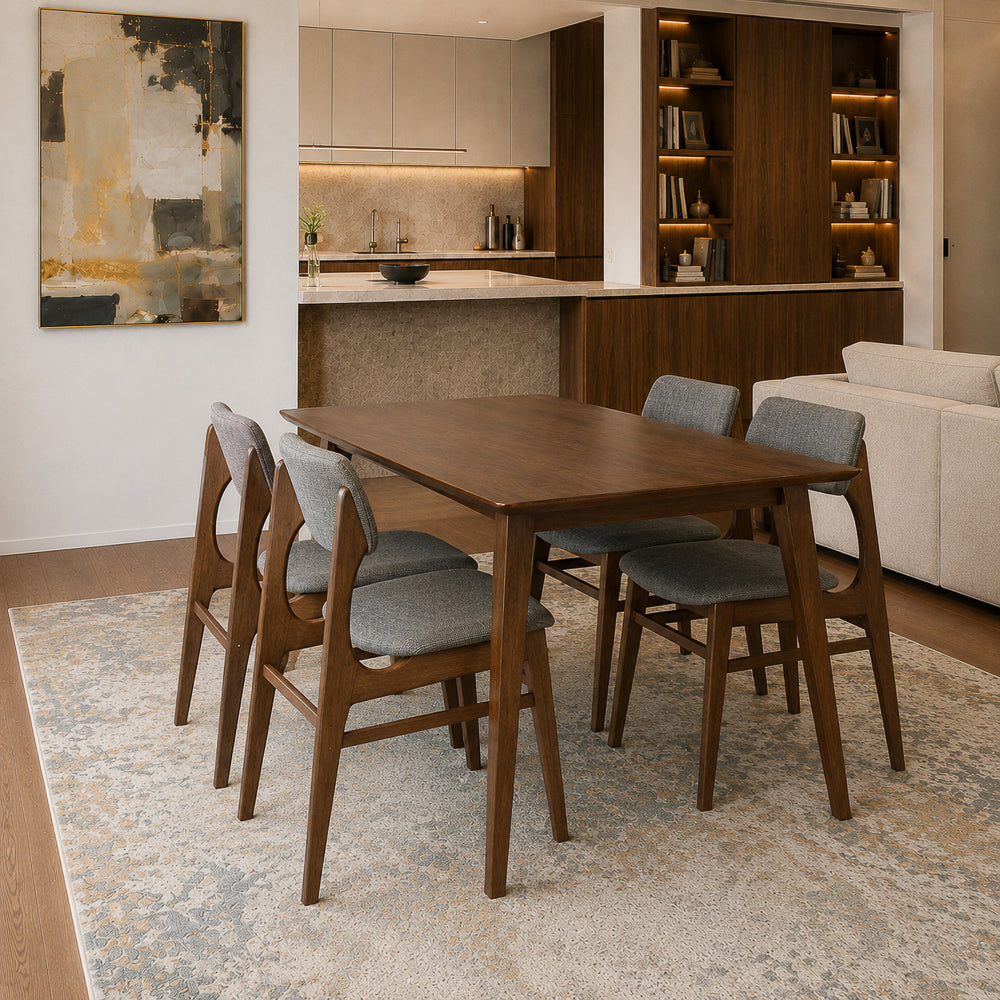 Alpine 47-Inch Mid-Century Solid Wood Dining Table in Walnut | MidinMod