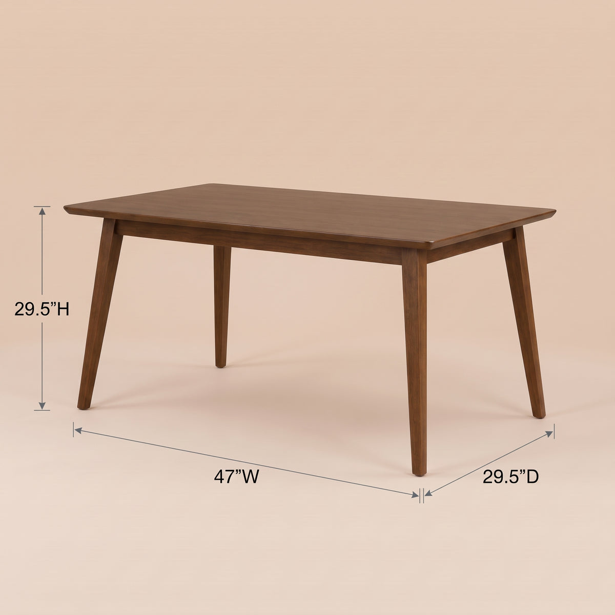 Alpine 47-Inch Mid-Century Solid Wood Dining Table in Walnut | MidinMod