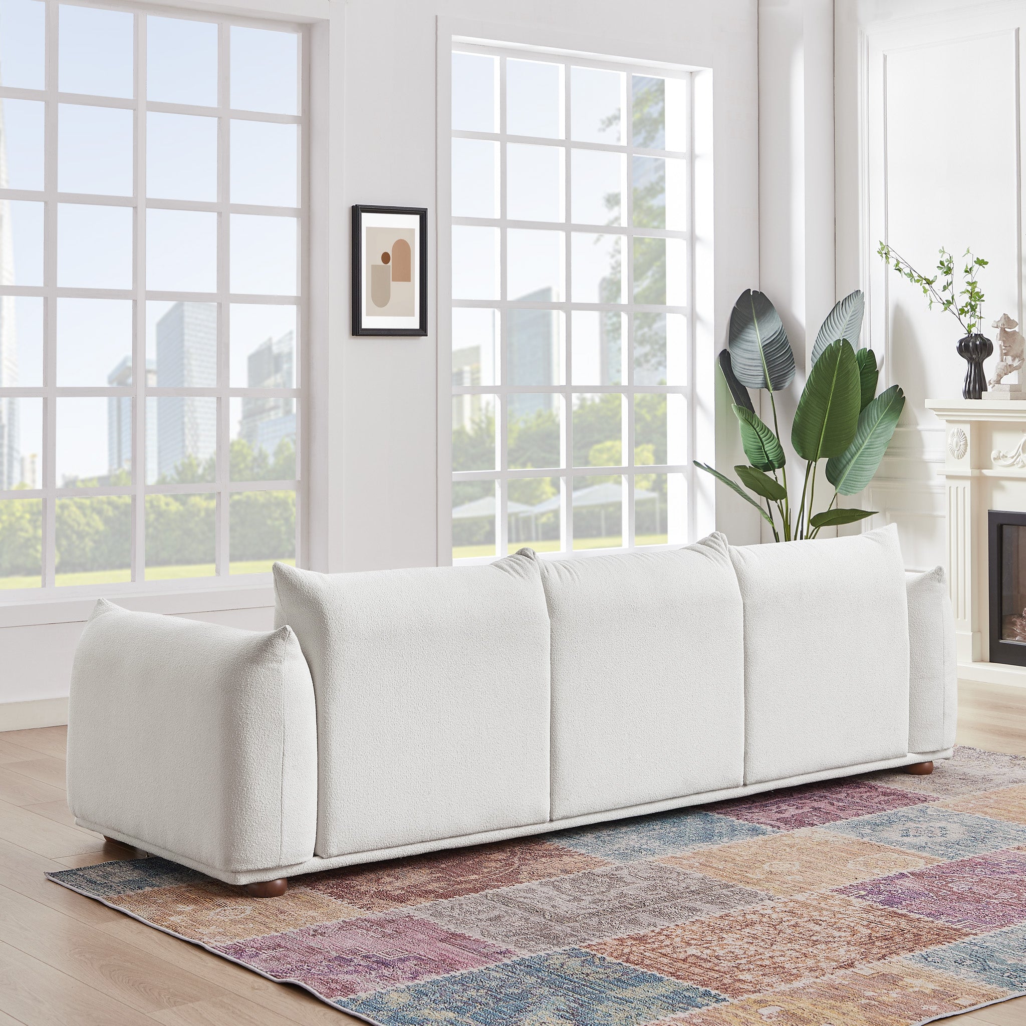 Archer Cream Boucle Sofa | Contemporary Puffy 3-Seater Sofa | MidinMod