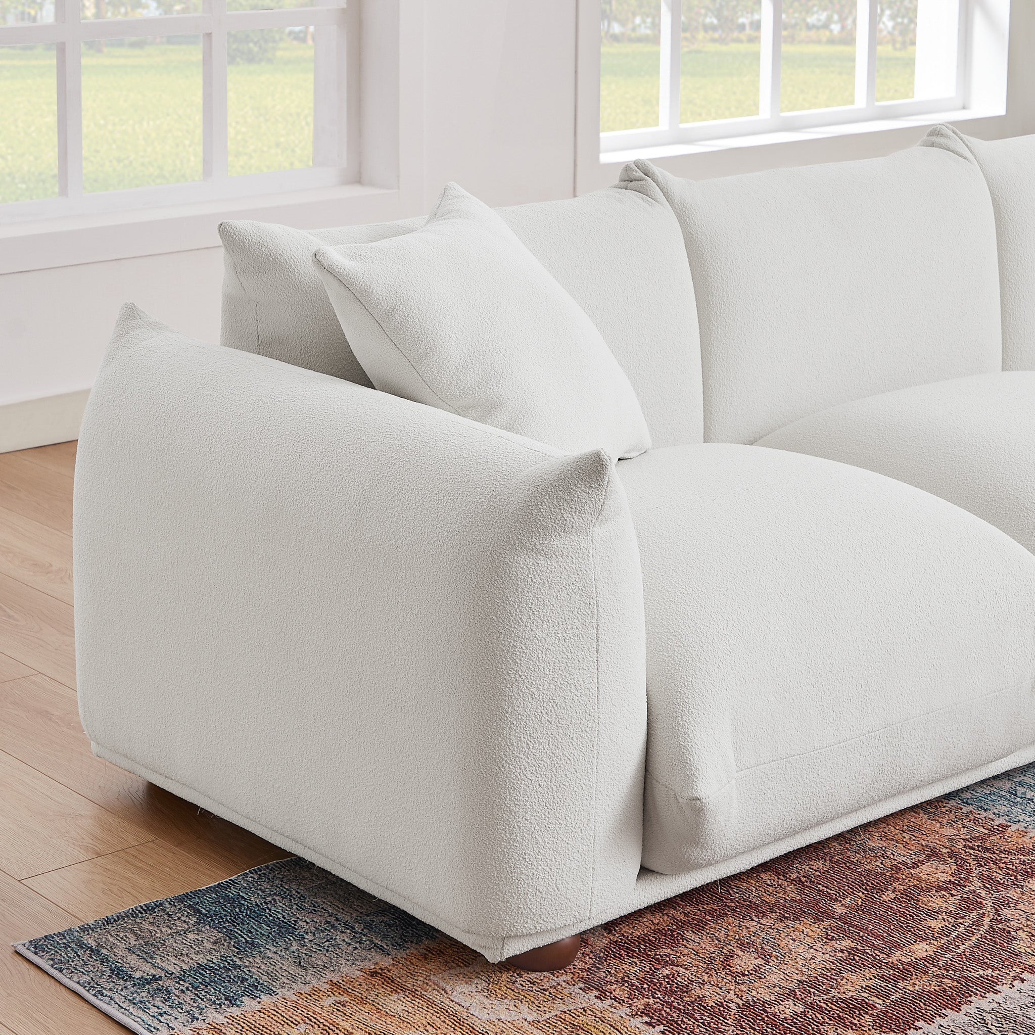 Archer Cream Boucle Sofa | Contemporary Puffy 3-Seater Sofa | MidinMod