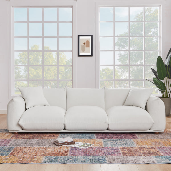 Archer Cream Boucle Sofa | Contemporary Puffy 3-Seater Sofa | MidinMod