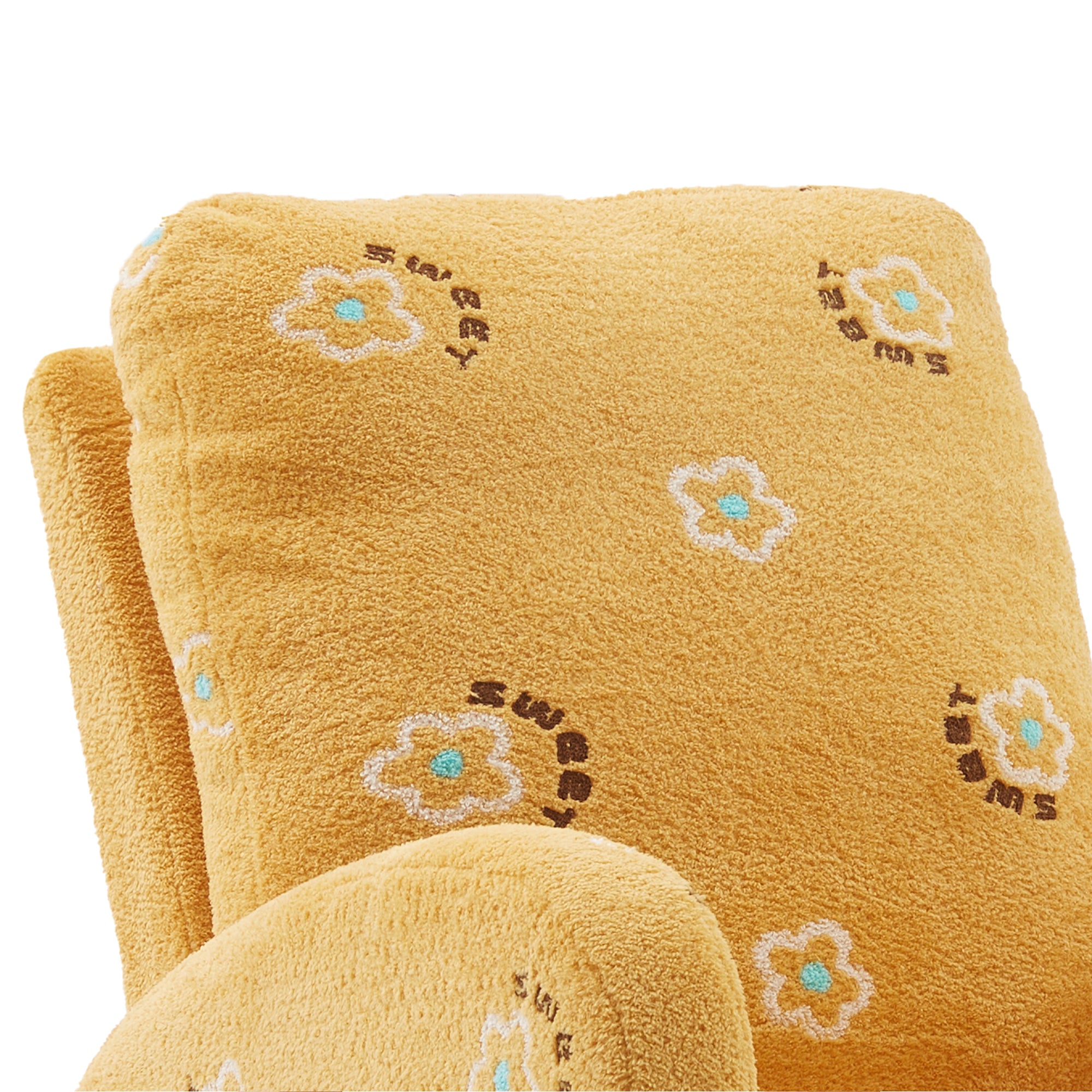 Begon Modern Mustard Boucle Rocking Nursery Chair with Side Pockets - MidinMod