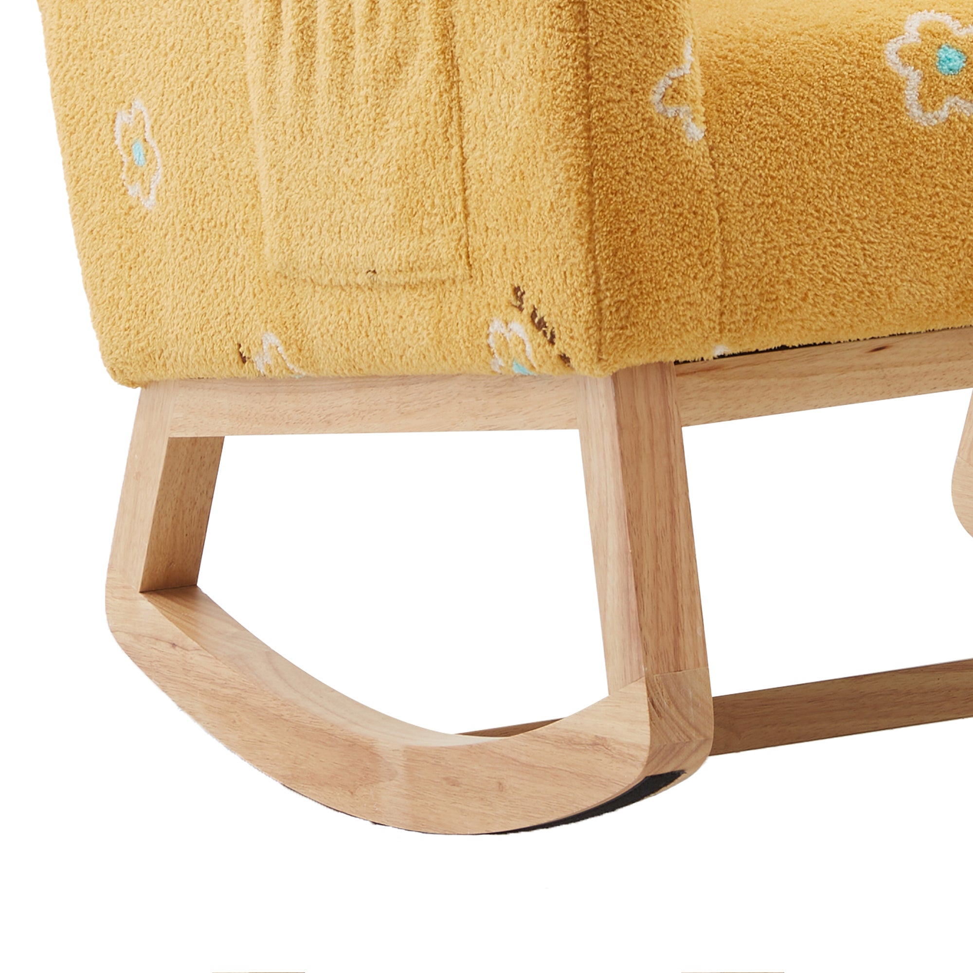 Begon Modern Mustard Boucle Rocking Nursery Chair with Side Pockets - MidinMod