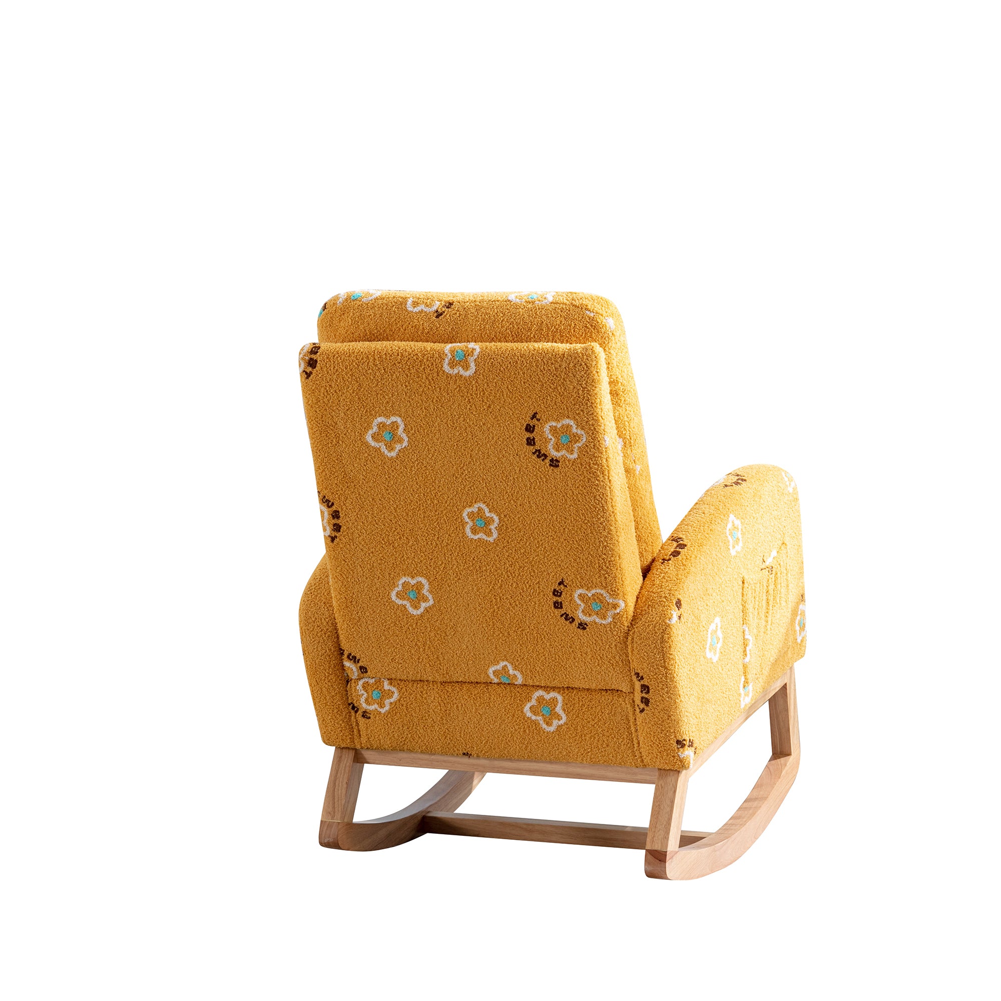 Begon Modern Mustard Boucle Rocking Nursery Chair with Side Pockets - MidinMod