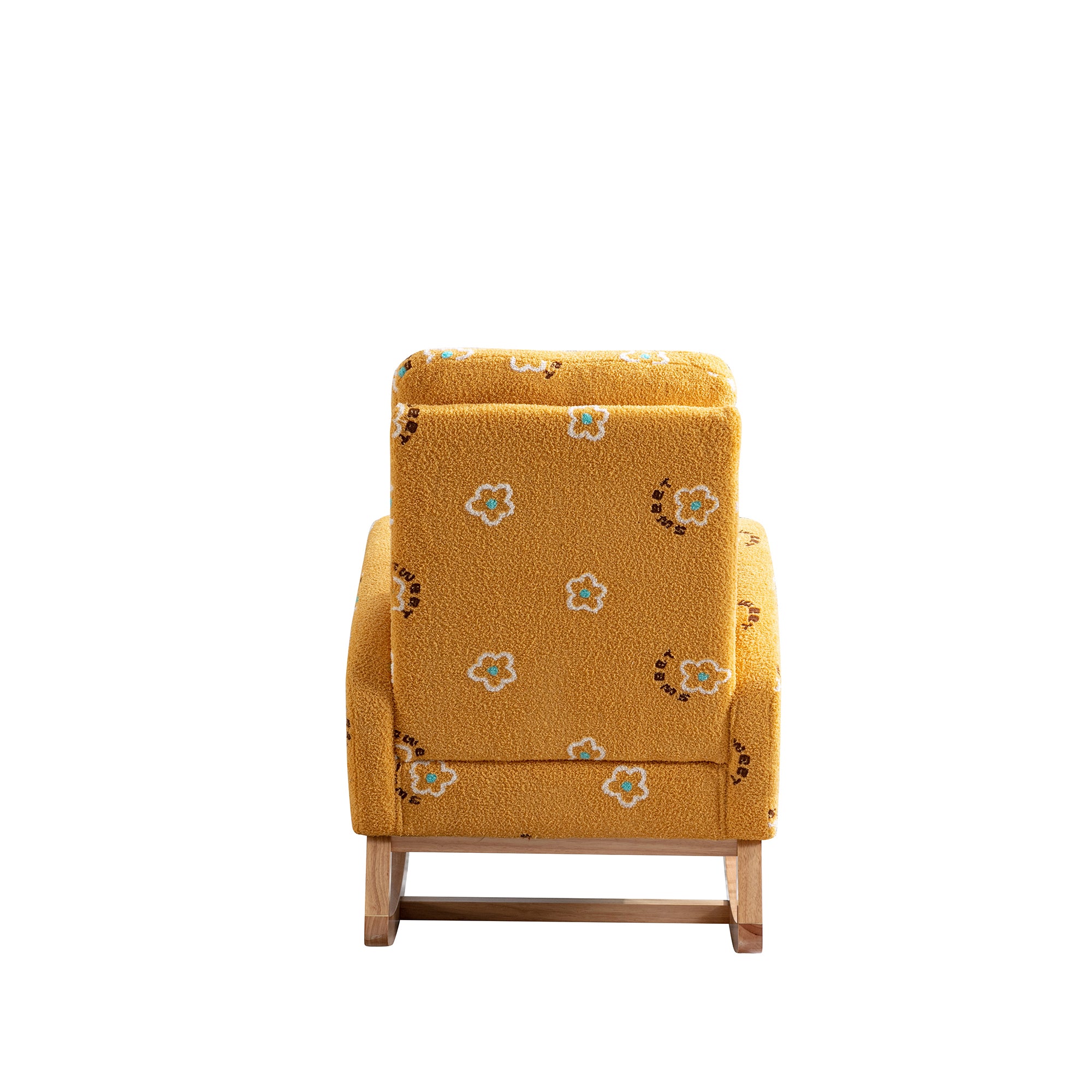 Begon Modern Mustard Boucle Rocking Nursery Chair with Side Pockets - MidinMod