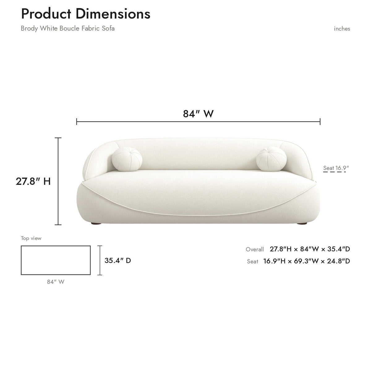 Brody Mid-Century Modern Japandi White Boucle Sofa | MidinMod