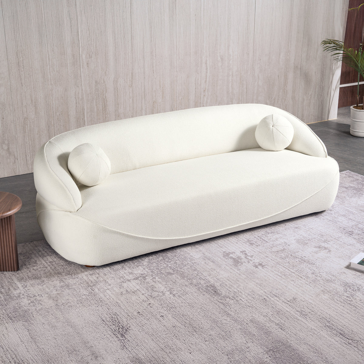 Brody Mid-Century Modern Japandi White Boucle Sofa | MidinMod