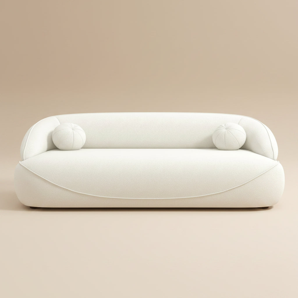 Brody Mid-Century Modern Japandi White Boucle Sofa | MidinMod