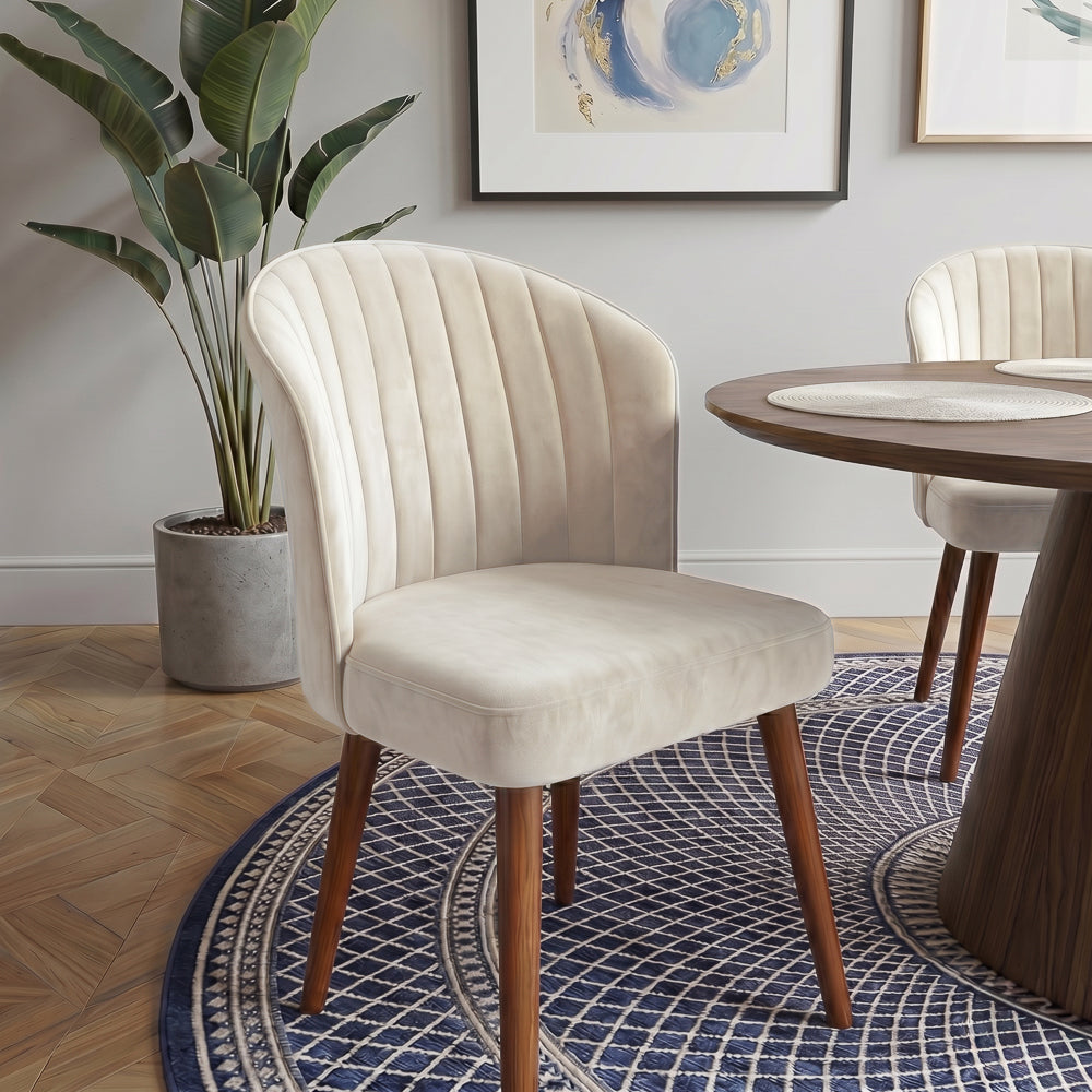 Calvin Dining Chair Set Of 2 - Beige Velvet