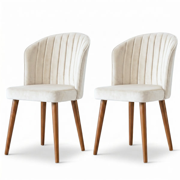 Calvin Dining Chair Set Of 2 - Beige Velvet