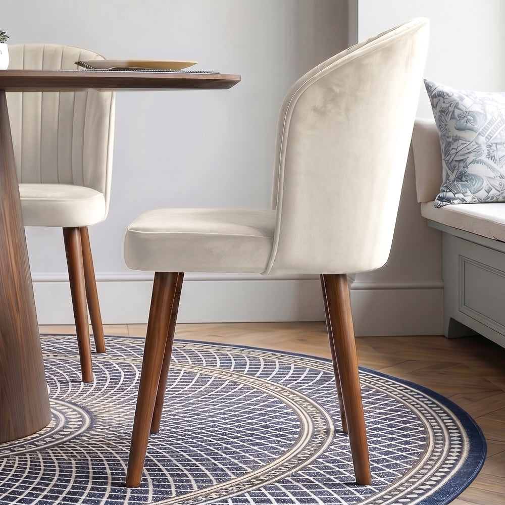 Calvin Dining Chair Set Of 2 - Beige Velvet