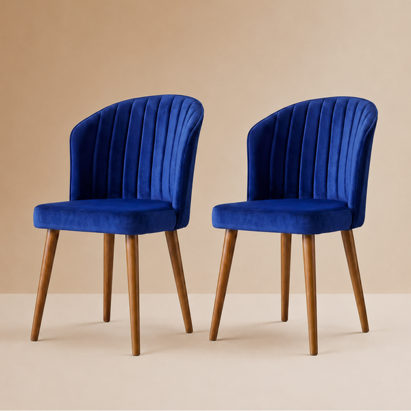 Calvin Dining Chair Set Of 2 - Navy Blue Velvet