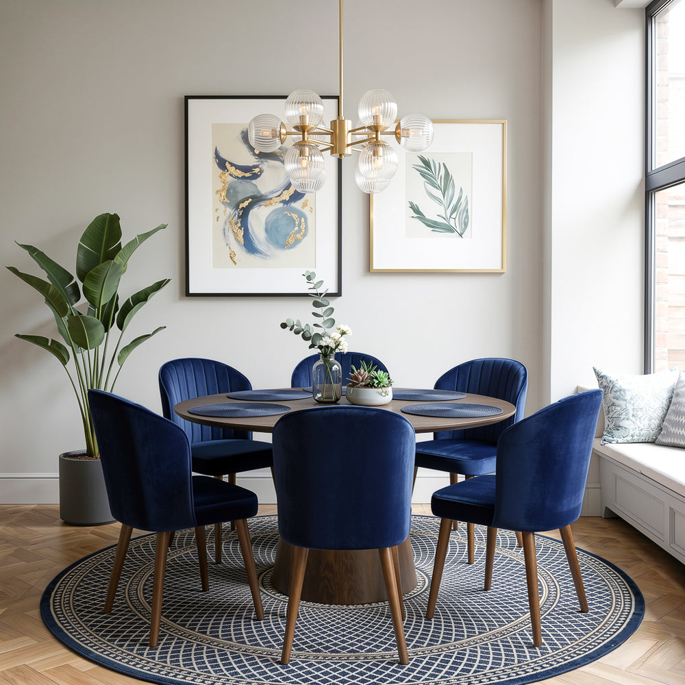 Calvin Dining Chair Set Of 2 - Navy Blue Velvet