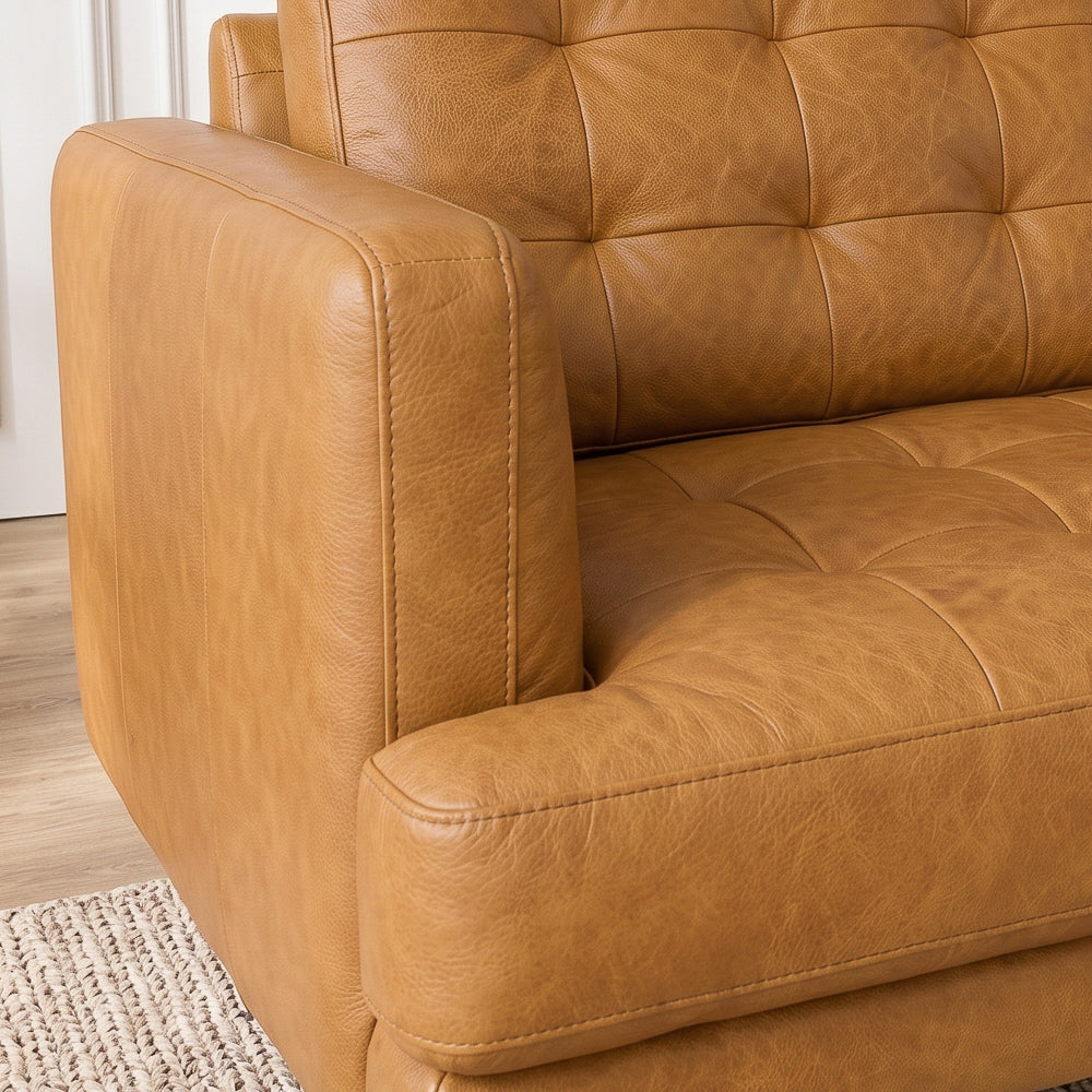 Candice Mid-Century Modern Tan Top-Grain Leather Sofa | MidinMod