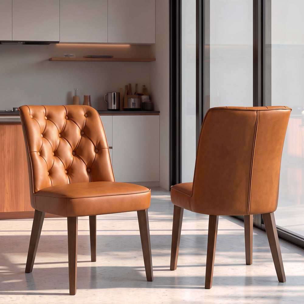 Carter Cognac Vegan Leather Modern Dining Chair | MidinMod