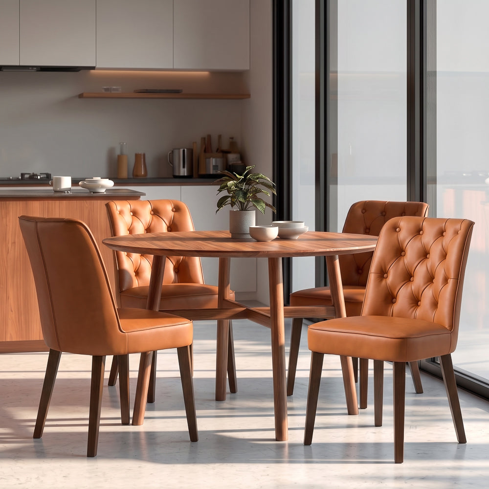 Carter Cognac Vegan Leather Modern Dining Chair | MidinMod