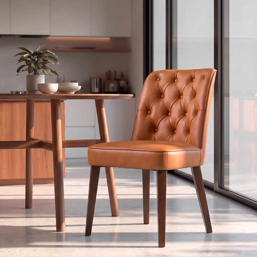 Carter Cognac Vegan Leather Modern Dining Chair | MidinMod