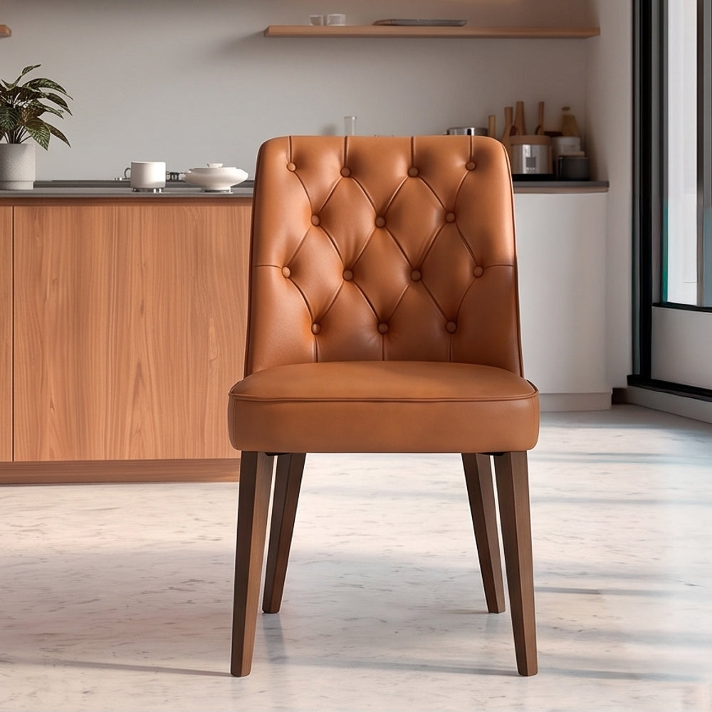 Carter Cognac Vegan Leather Modern Dining Chair | MidinMod