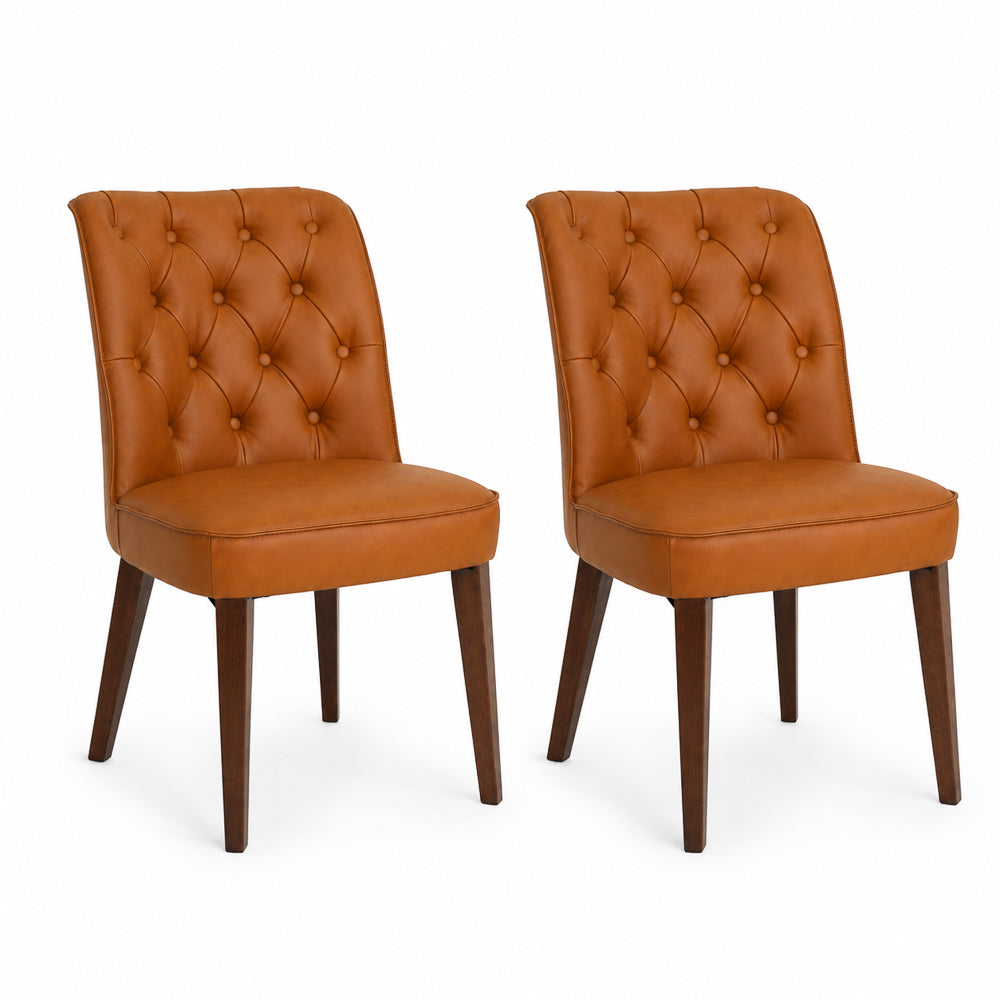 Carter Cognac Vegan Leather Modern Dining Chair | MidinMod