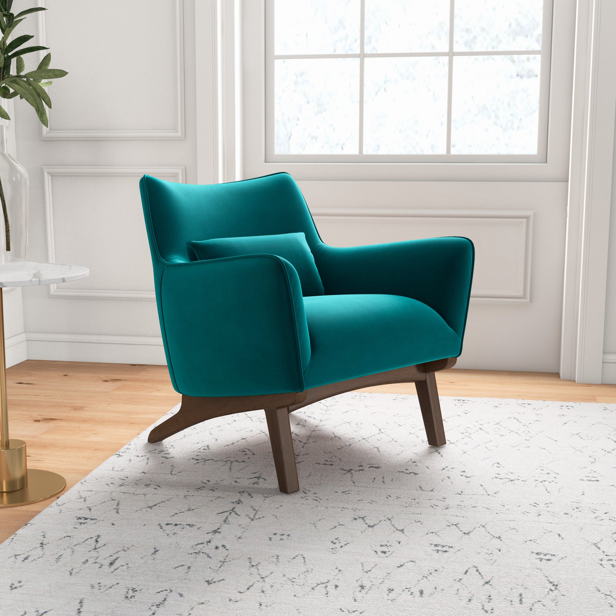 Casper Turquoise Velvet Lounge Chair | MidinMod