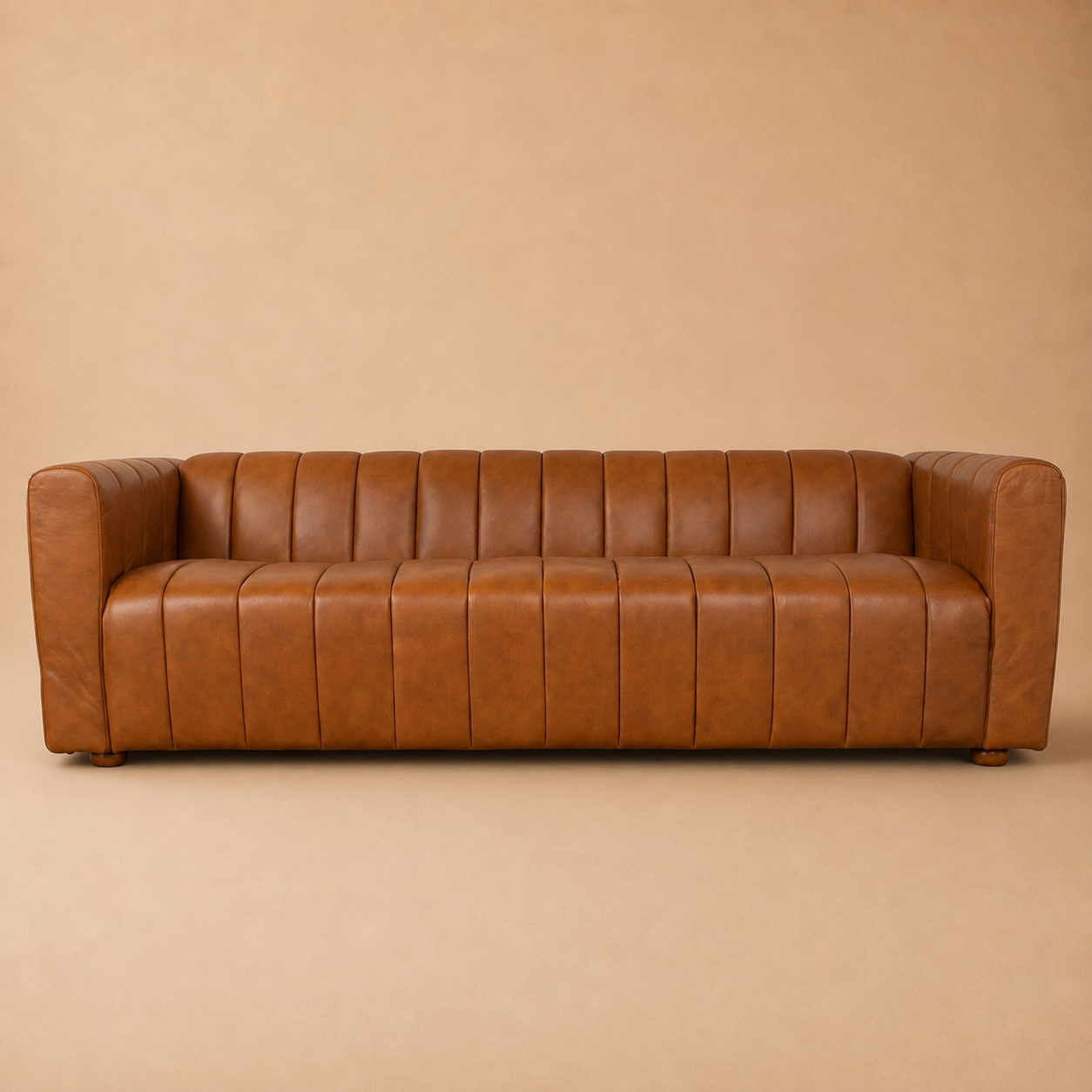 Clara Mid-Century Modern Cognac Top-Grain Leather Sofa | MidinMod