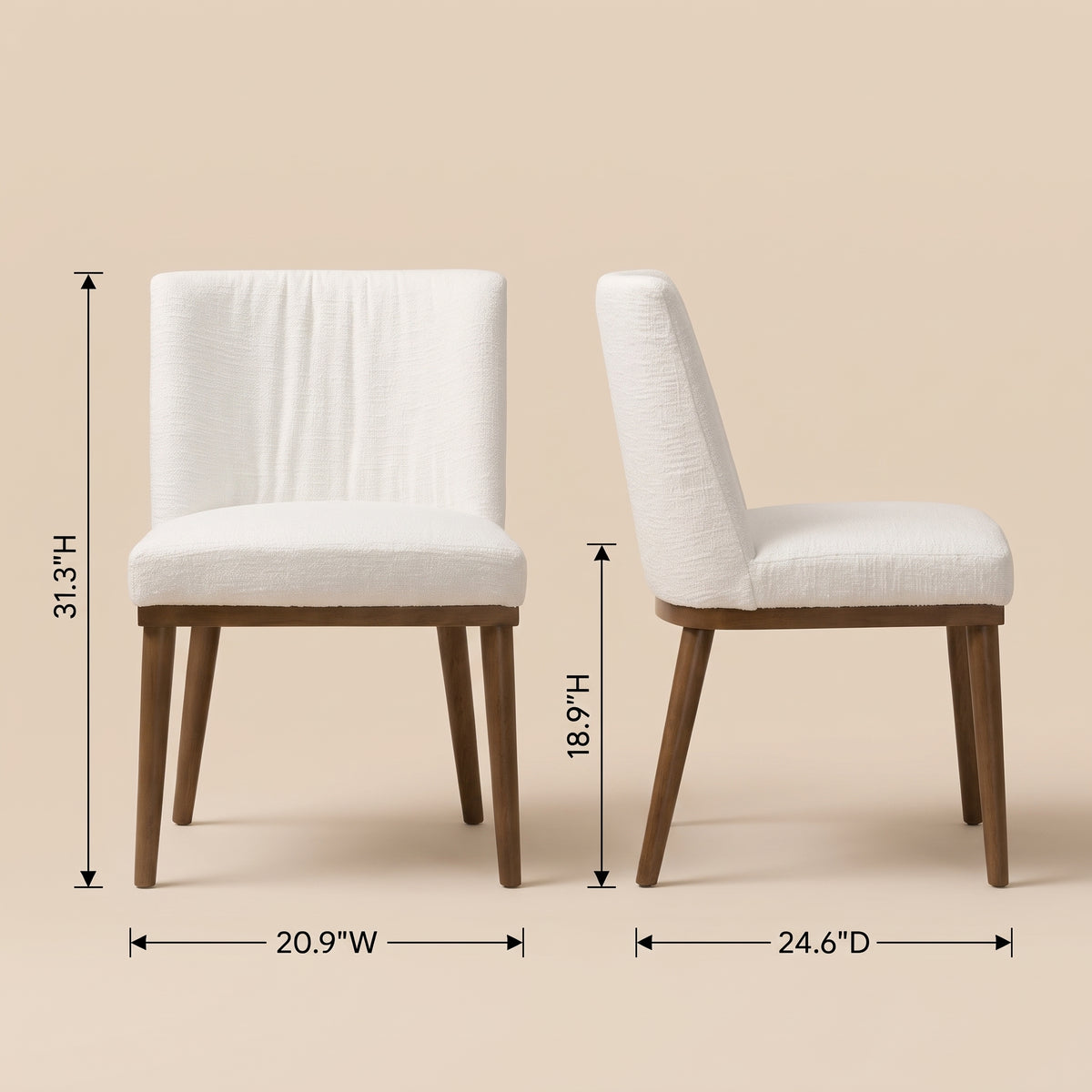 Dalby Mid-Century Modern White Fabric Dining Chair Set | MidinMod