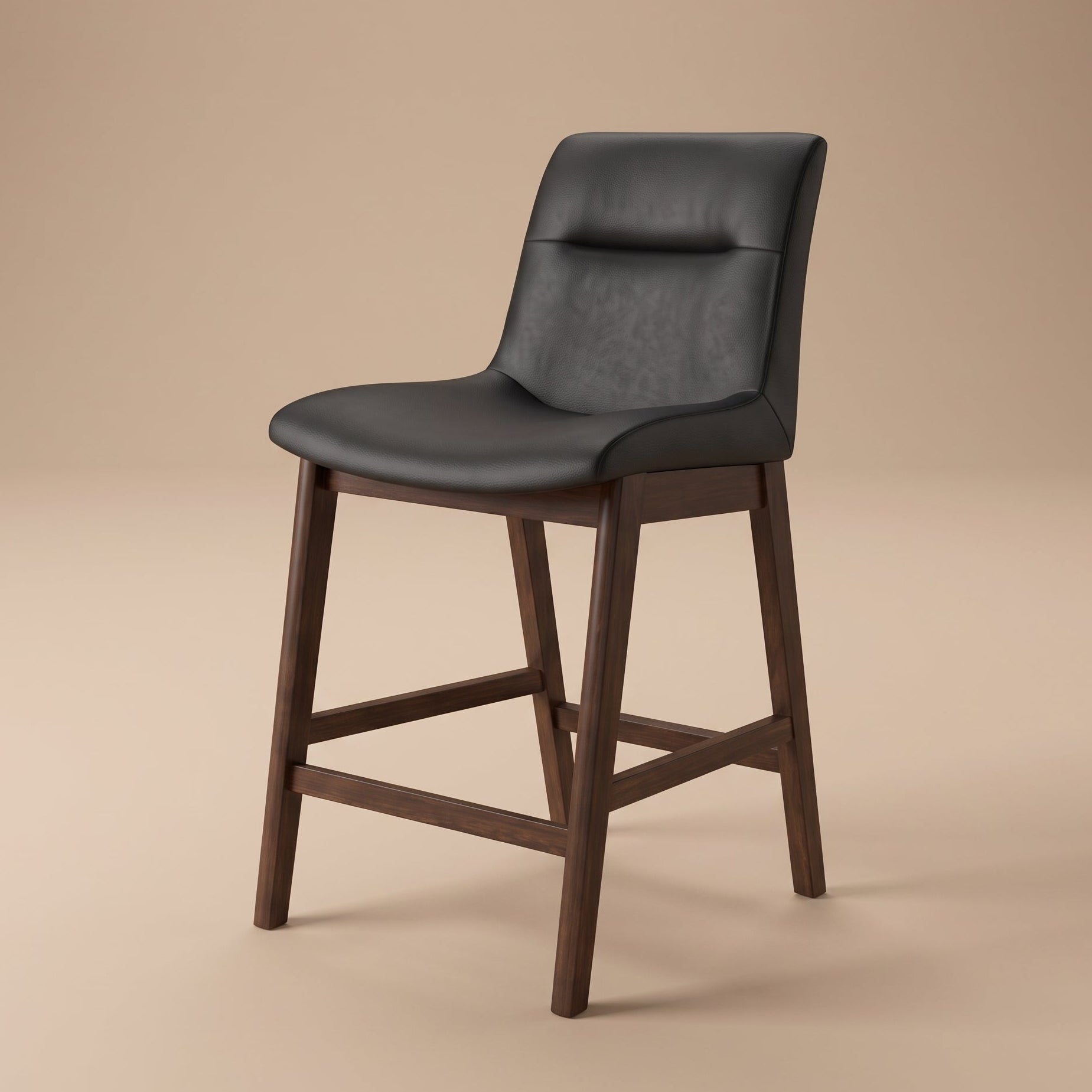 Danilo Black Vega Leather Counter Stool | Set of Two | MidinMod