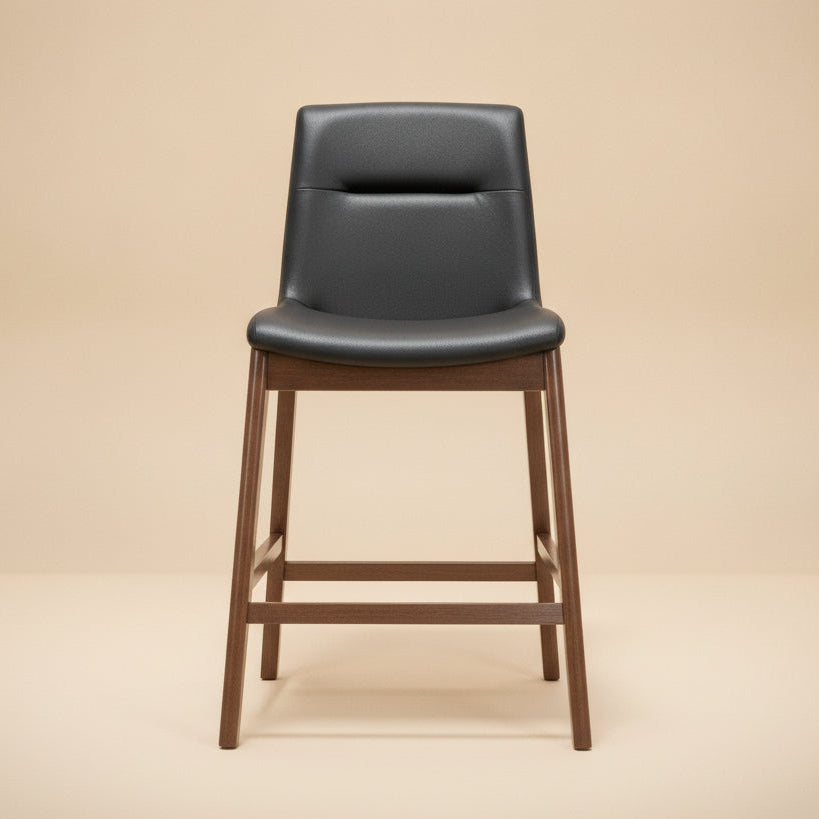 Danilo Black Vega Leather Counter Stool | Set of Two | MidinMod