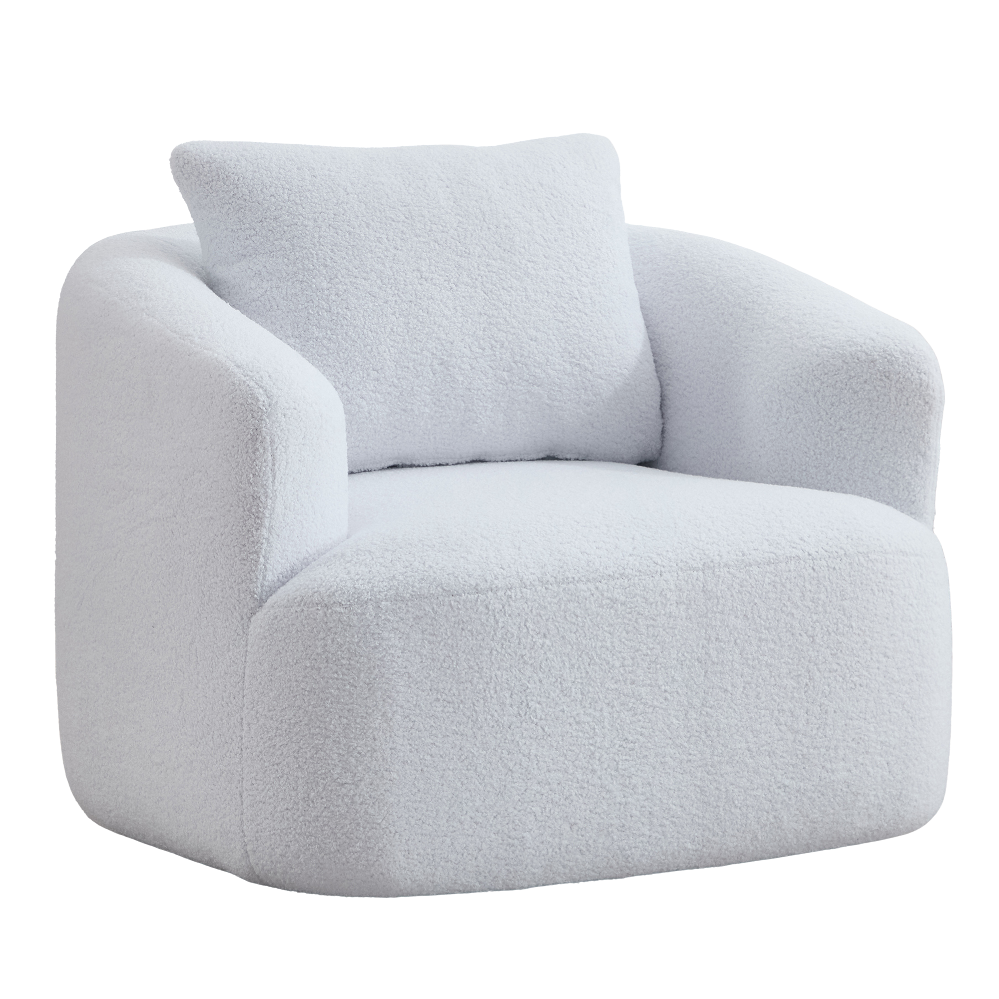 Desna White 360° Swivel Round Sofa Chair with Rolled Arms and Pillow Back - MidinMod