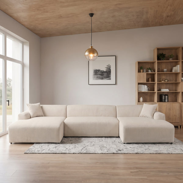 Dexter U-Shape Corner Sofa – Soft Corduroy Upholstery | MidinMod