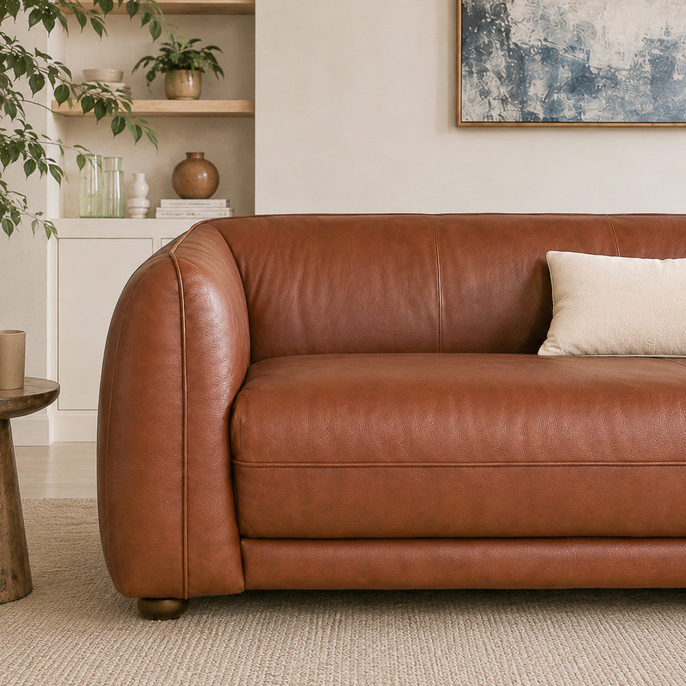 Echo Mid-Century Modern Brown Top-Grain Leather Sofa | MidinMod