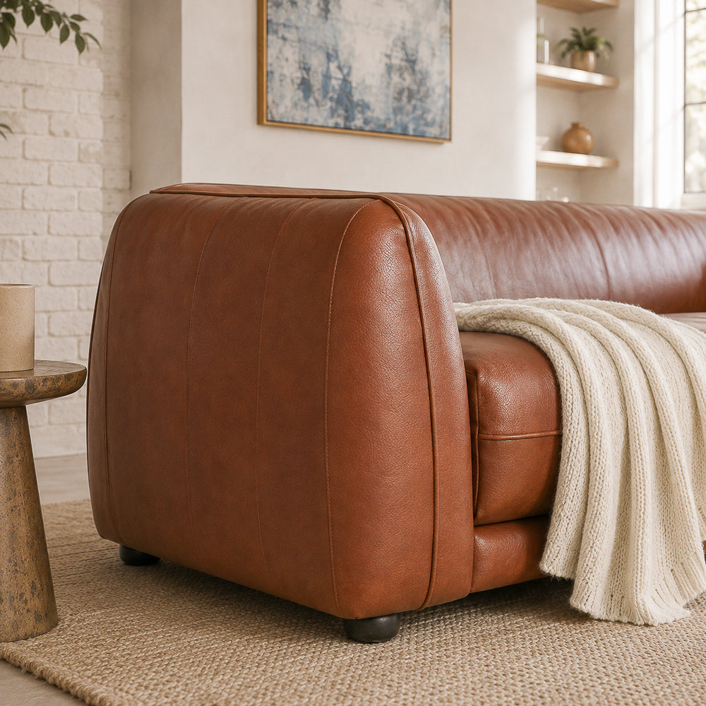Echo Mid-Century Modern Brown Top-Grain Leather Sofa | MidinMod