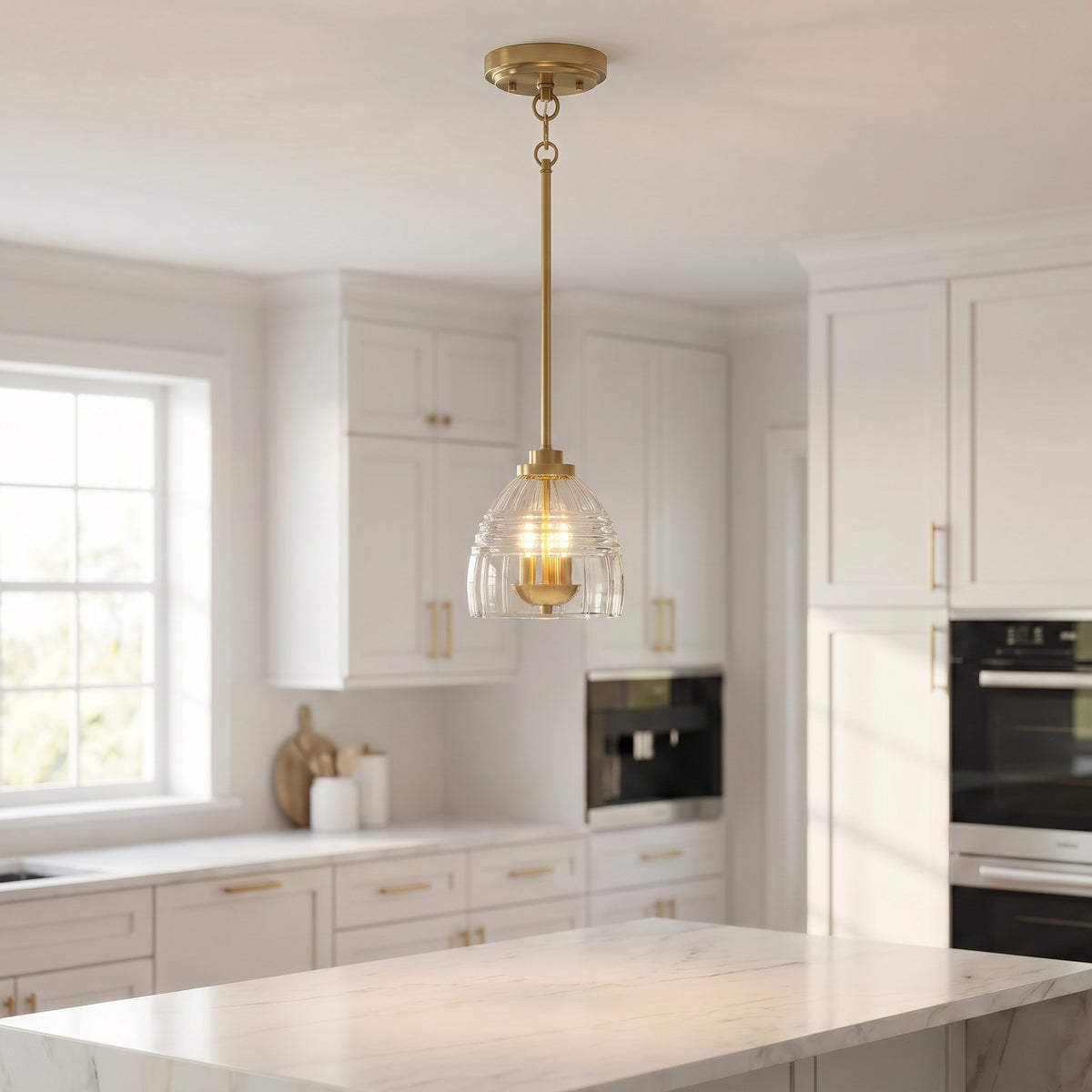 Ember 3-Light Candle Chain Pendant | Satin Brass with Clear Glass | MidinMod