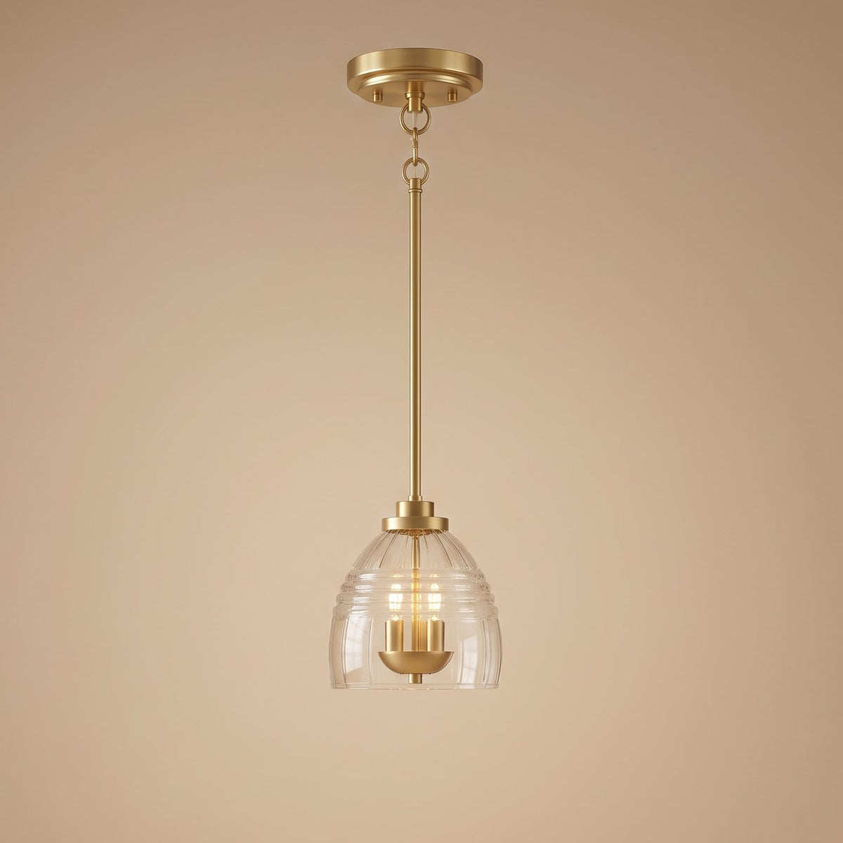 Ember 3-Light Candle Chain Pendant | Satin Brass with Clear Glass | MidinMod