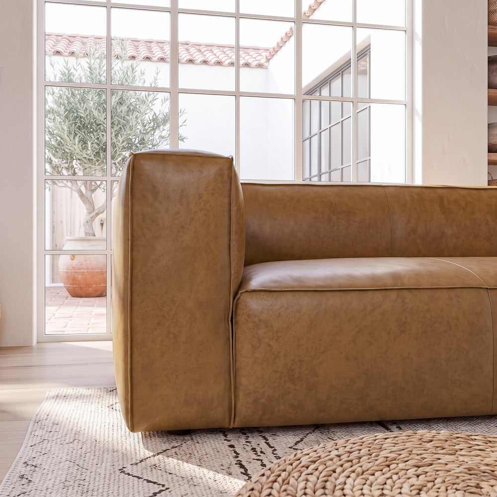 Emerson Genuine Leather Rectangular Sofa | Top-Grain Leather & Solid Wood Frame | MidinMod